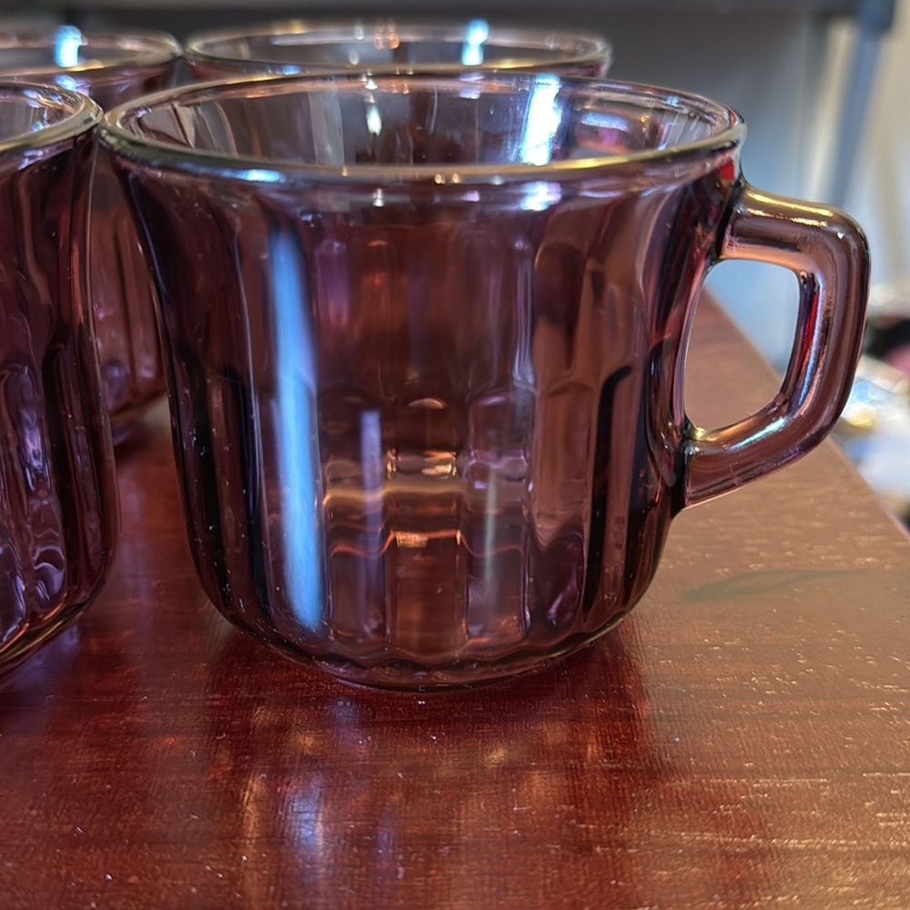 vintage Forte Crisa amethyst glass mugs set if 4 made in Mexico - Picture 2 of 5